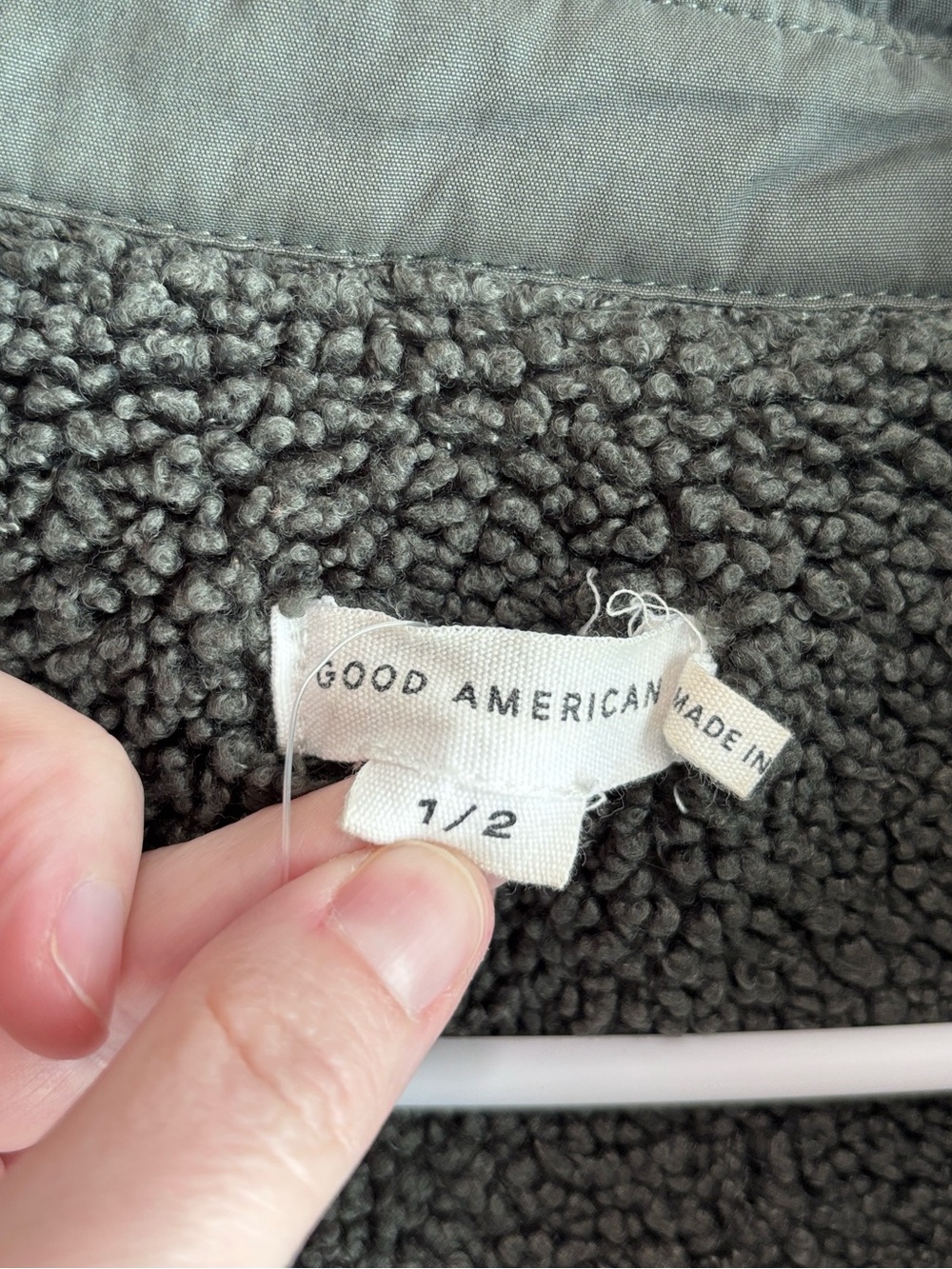Good American Quilted Faux Sherpa Lined Shacket Jacket Olive Green Small Medium - Picture 4 of 6